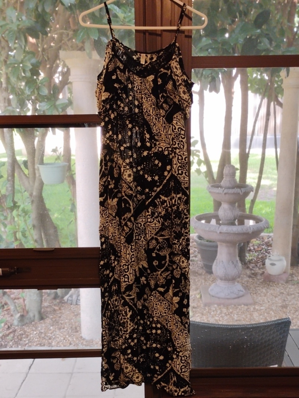 Xhilaration Black and White Floral-Print Midi Dress